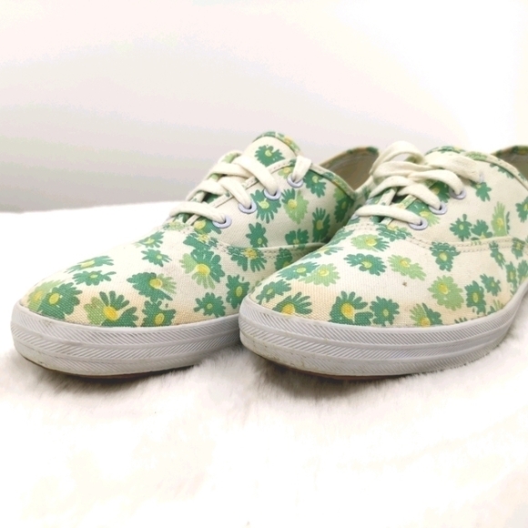 Keds Original Women's 8.5 White Green Floral Flats - Picture 5 of 15
